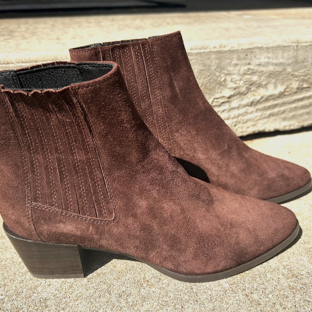 rag & bone Pleated Suede Rover High Ankle Booties Women's Size 37.5 (US 7.5)